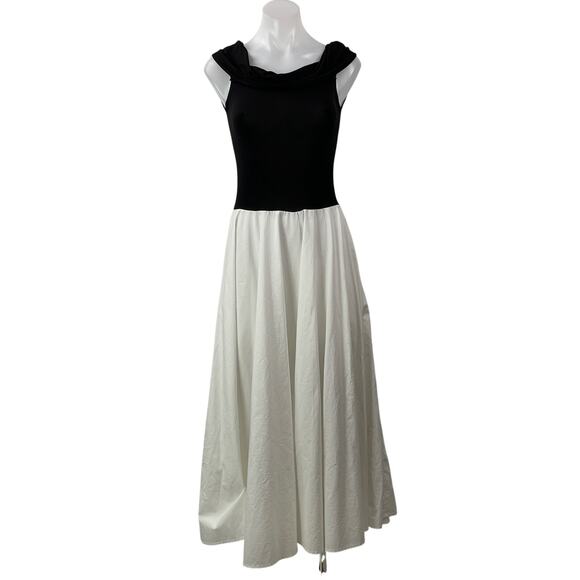 Gimaguas Dresses & Skirts - Gimaguas Womens Black White Sleeveless Color Block Fit & Flare Midi Dress Sz XS